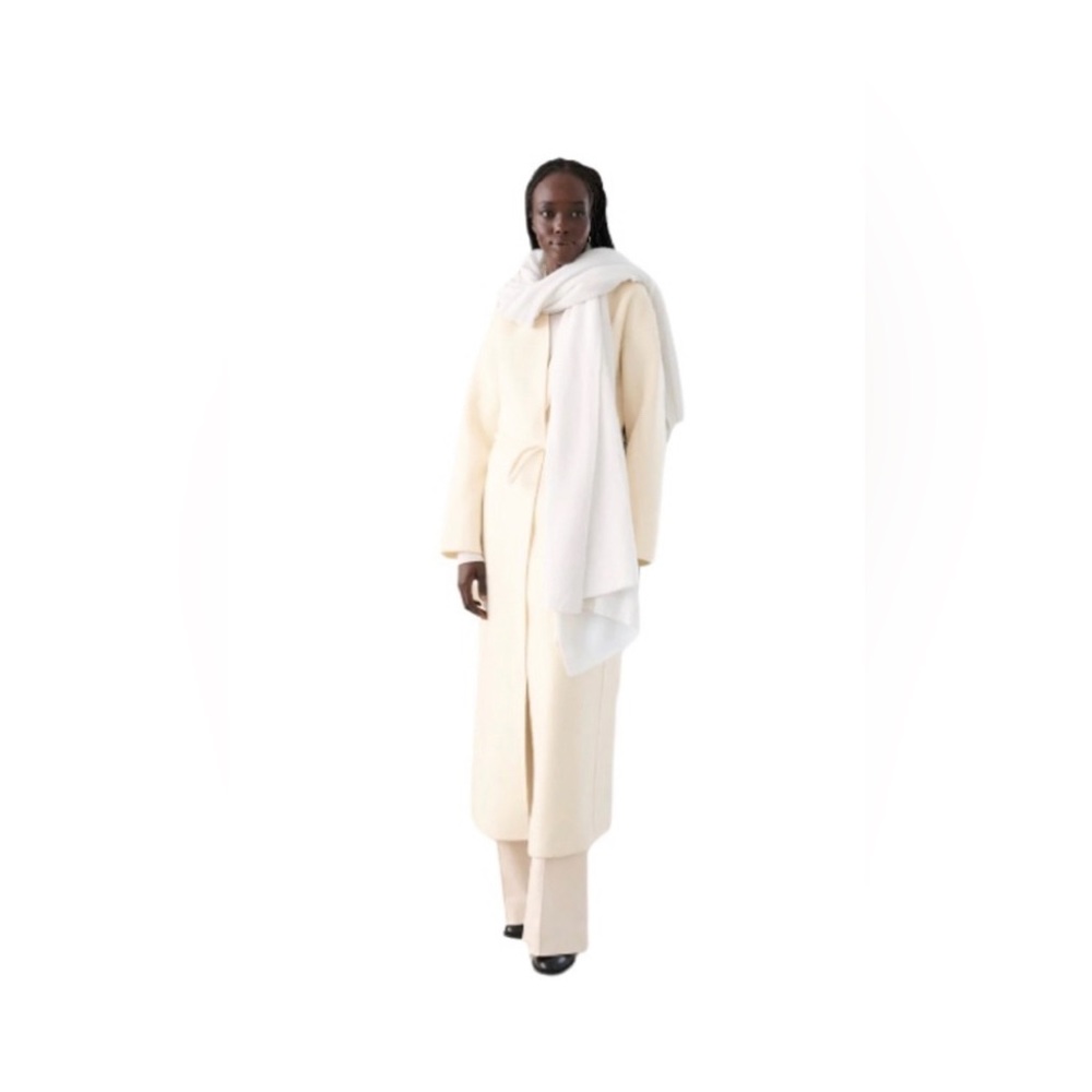 White+Warren navy blue and white travel wrap, 100% cashmere, NWT, $295